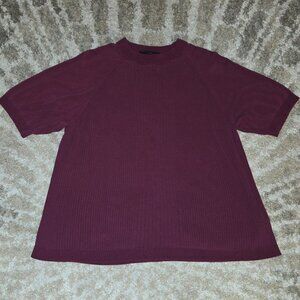 Murano Silk Maroon/Wine Short Sleeve Sweater Size L